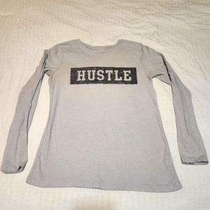 Girls long sleeve Glitter print "HUSTLE" t-shirt Sz XL
